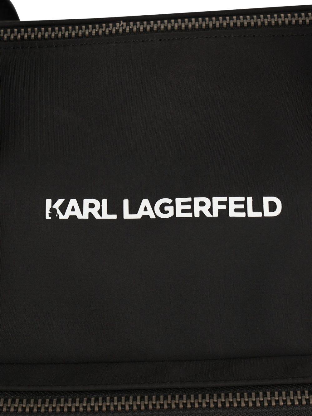 Borsa fasciatoio Ikonic e Choupette per neonati Karl Lagerfeld Kids nera con doppio manico - Rubino Kids