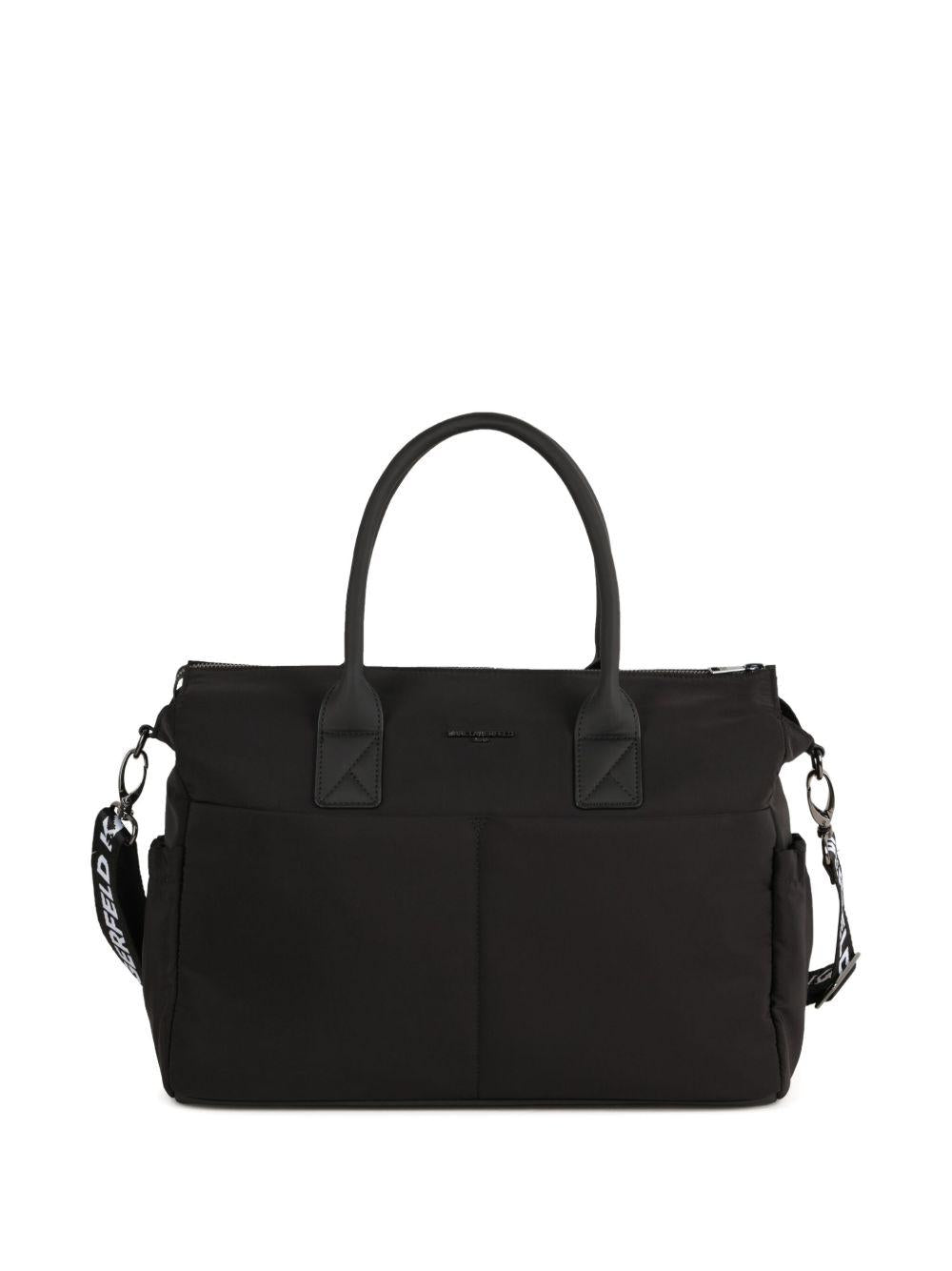 Borsa fasciatoio Ikonic e Choupette per neonati Karl Lagerfeld Kids nera con doppio manico - Rubino Kids