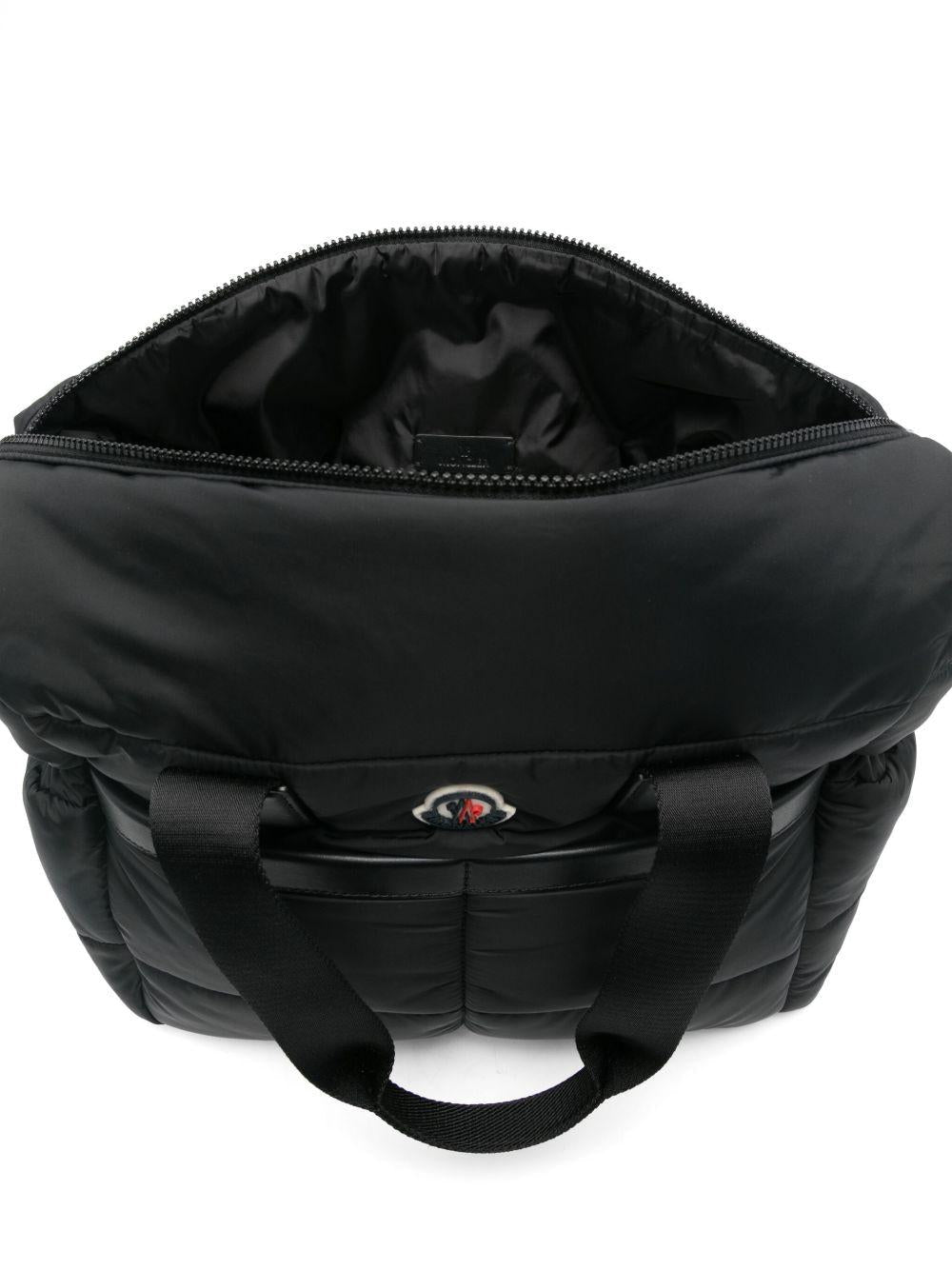 Borsa fasciatoio Mommy per neonati Moncler Enfant nera con tracolla regolabile - Rubino Kids