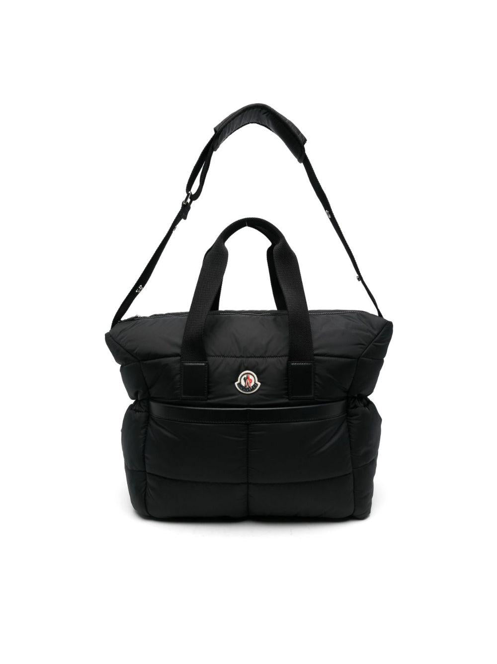 Borsa fasciatoio Mommy per neonati Moncler Enfant nera con tracolla regolabile - Rubino Kids