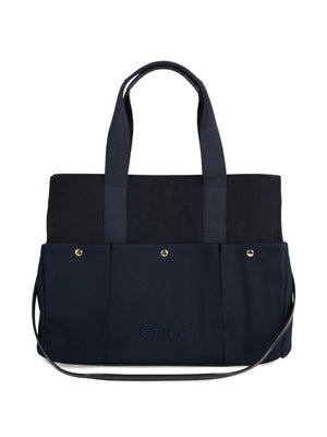 Borsa fasciatoio per bambini Chloé Kids blu con ricamo