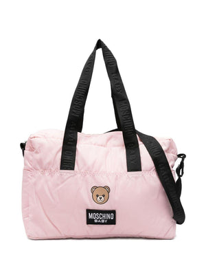 Borsa fasciatoio per neonata Moschino Kids rosa con stampa Teddy Bear