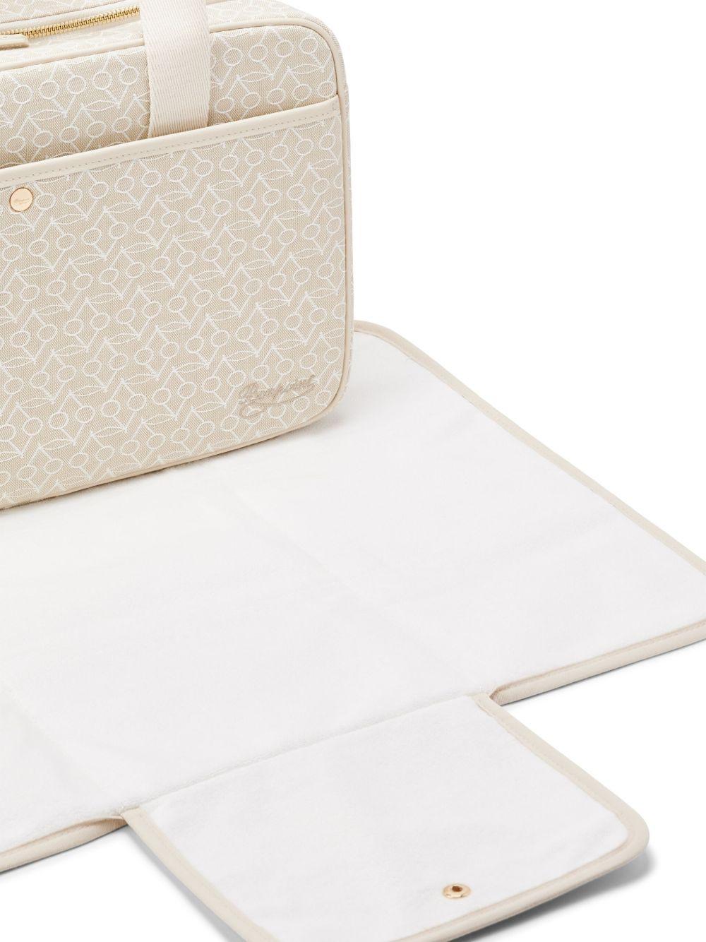 Borsa fasciatoio per neonati Bonpoint beige con stampa del logo all - over - Rubino Kids