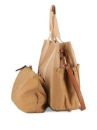 Borsa fasciatoio per neonati Chloé Kids beige con dettaglio logo - Rubino Kids