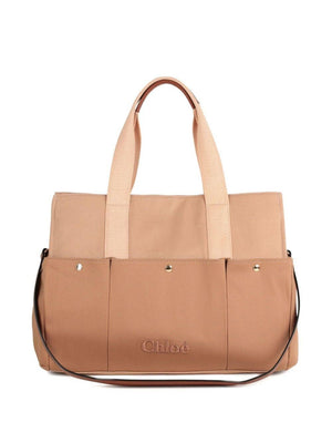 Borsa fasciatoio per neonati Chloé Kids beige con dettaglio logo