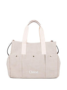 Borsa fasciatoio per neonati Chloé Kids beige con stampa logo - Rubino Kids