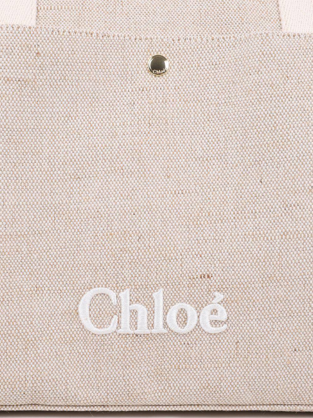 Borsa fasciatoio per neonati Chloé Kids beige con stampa logo - Rubino Kids
