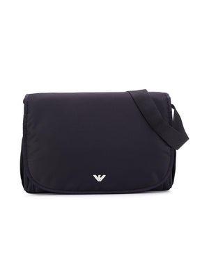 Emporio Armani Kids blue baby changing bag with silver logo