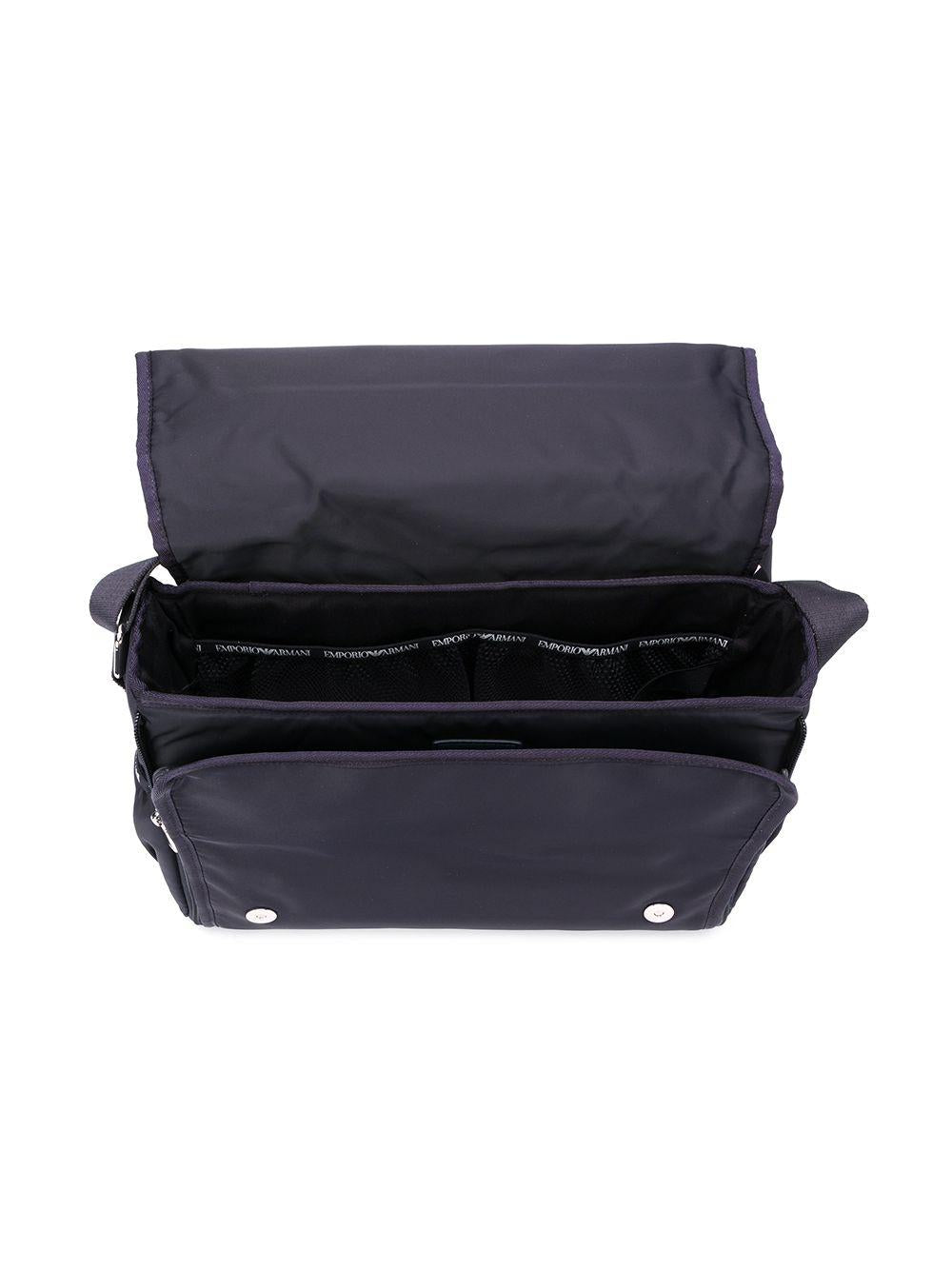 Borsa fasciatoio per neonati Emporio Armani Kids blu con logo argento - Rubino Kids