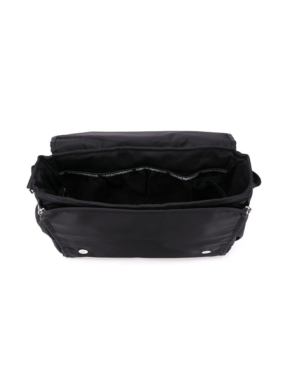 Borsa fasciatoio per neonati Emporio Armani Kids nera con logo - Rubino Kids