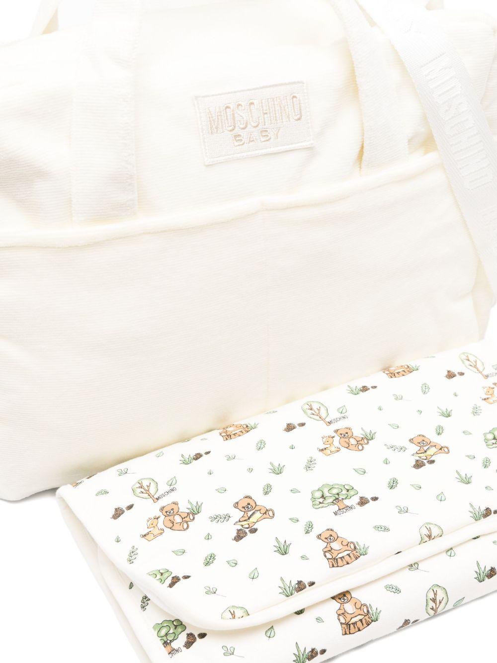 Borsa fasciatoio per neonati Moschino Kids bianco con stampa Teddy Bear - Rubino Kids
