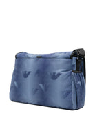 Borsa mamma per neonato Emporio Armani Kids blu con stampa Aquila all - over - Rubino Kids