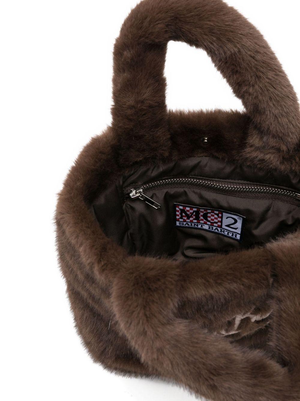 Borsa MC2 Saint Barth Kids Vanity Soft Fur marrone in pelliccia sintetica - Rubino Kids