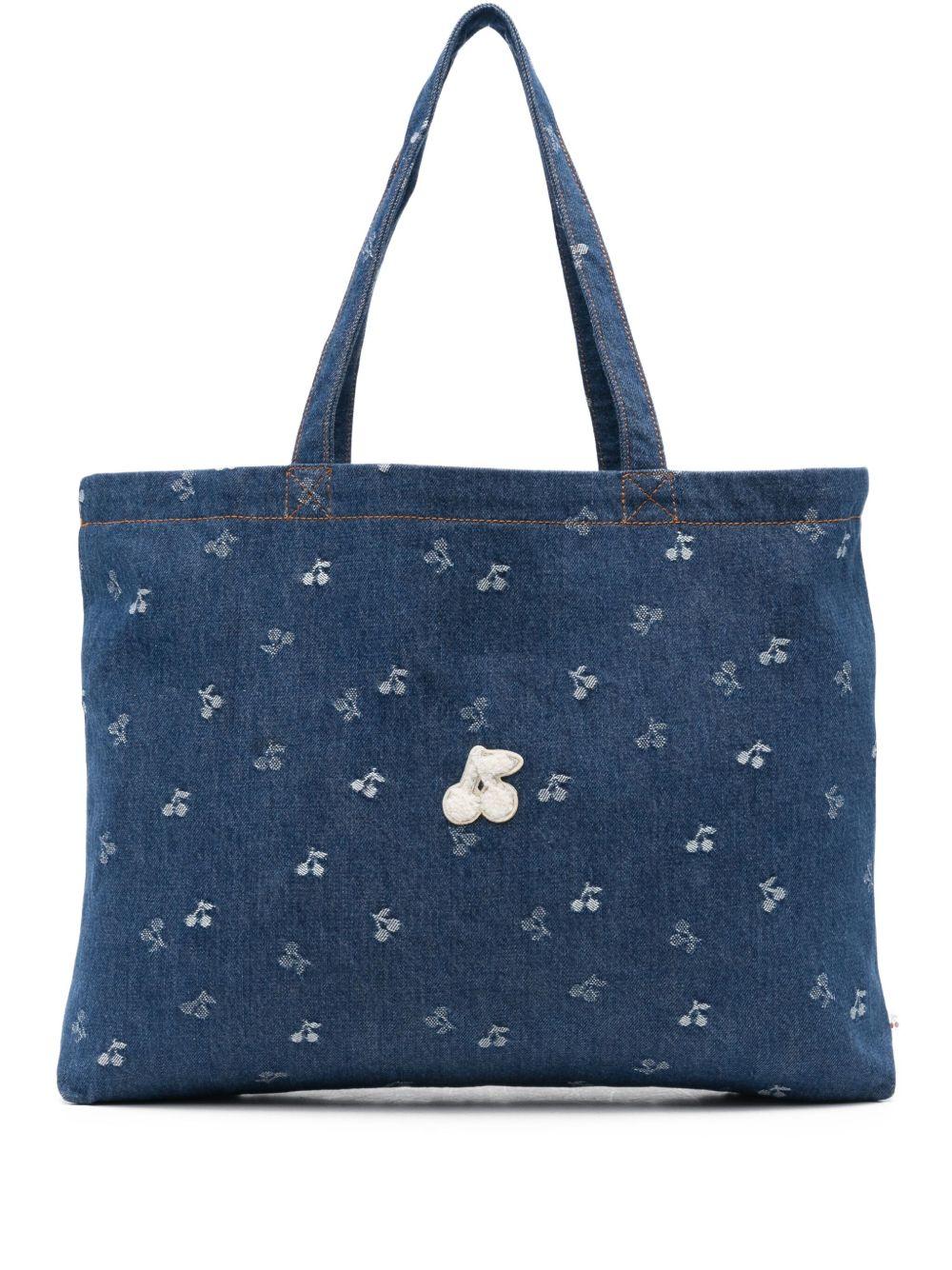 Borsa per bambina Bonpoint in denim con stampa ciliegia - Rubino Kids