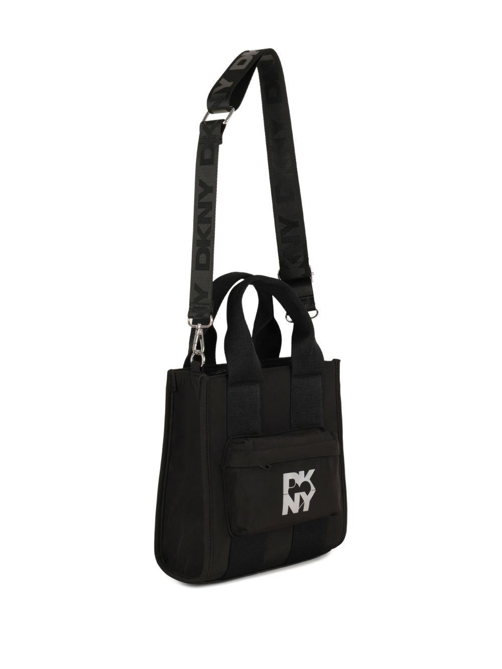 Borsa per bambina DKNY Kids nera con stampa con logo - Rubino Kids