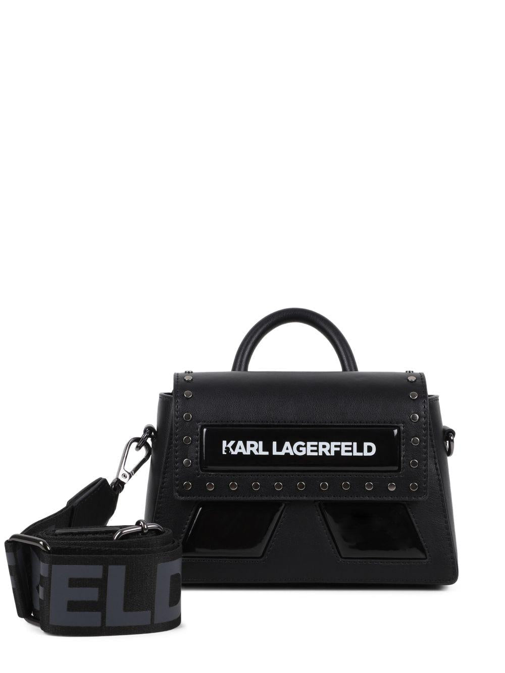 Borsa per bambina Karl Lagerfeld Kids nera con dettaglio logo sul davanti - Rubino Kids