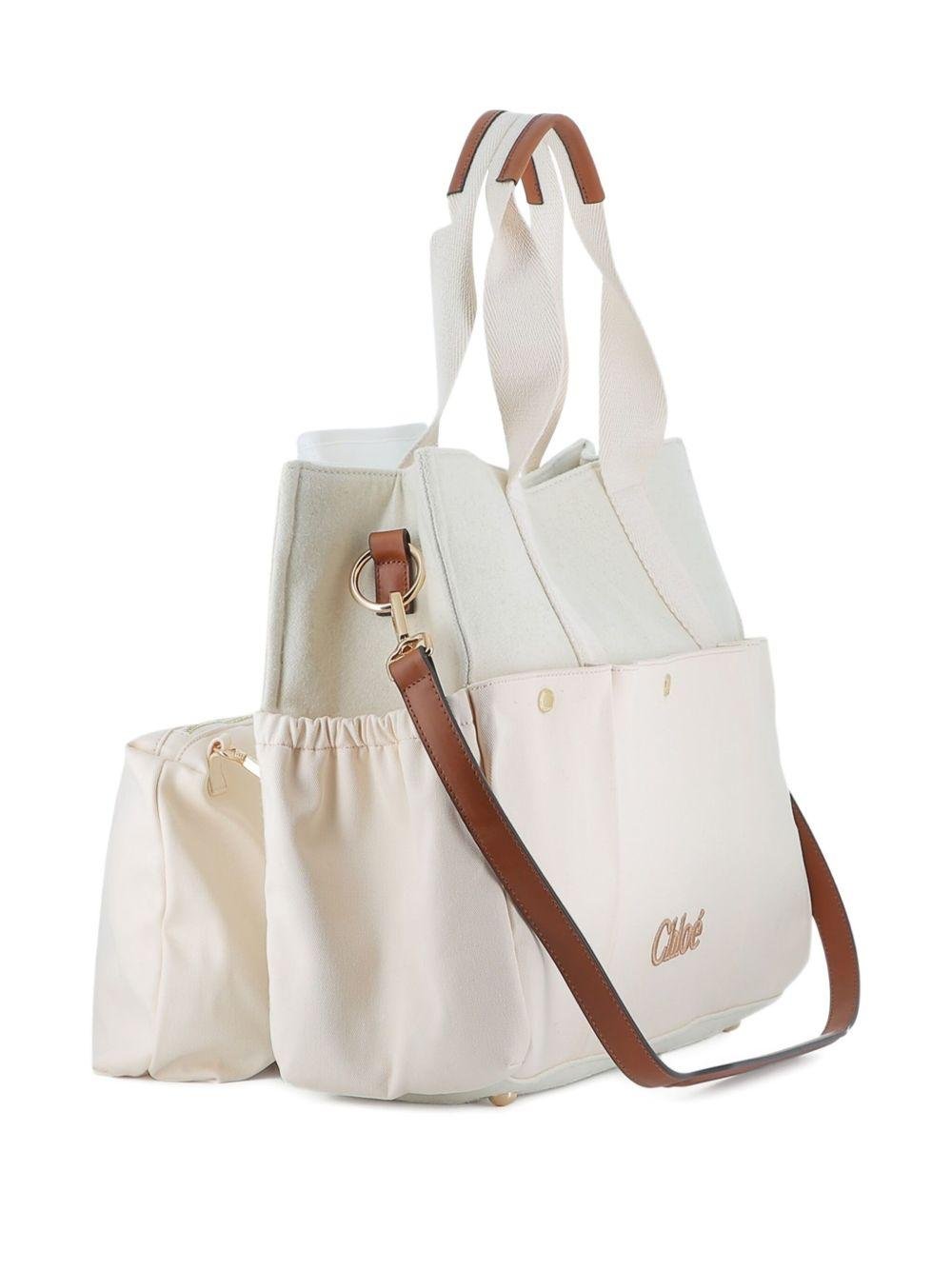 Borsa per neonata Chloé Kids beige con ricamo - Rubino Kids