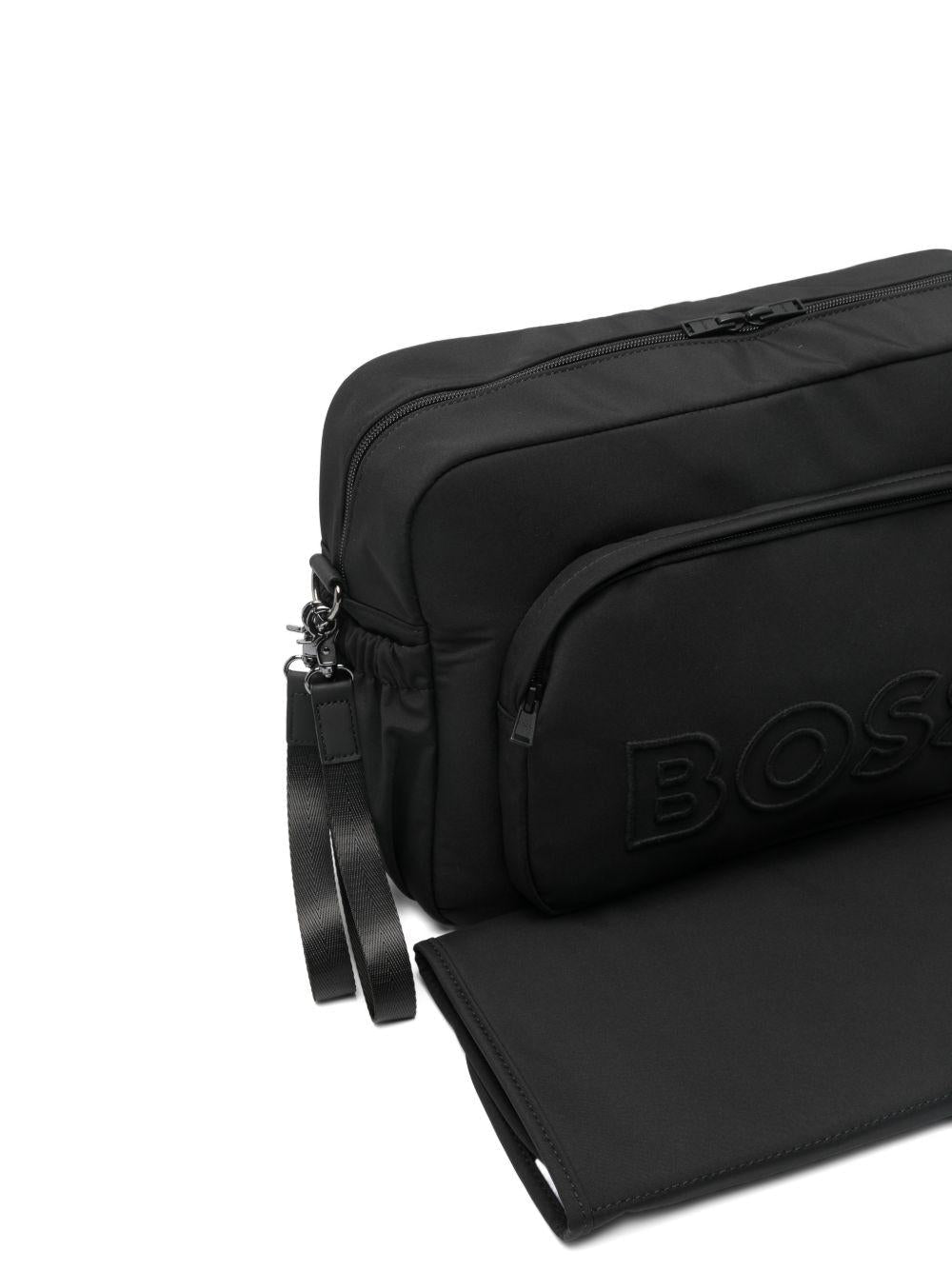 Borsa per neonato Boss Kids nera con logo frontale in rilievo - Rubino Kids