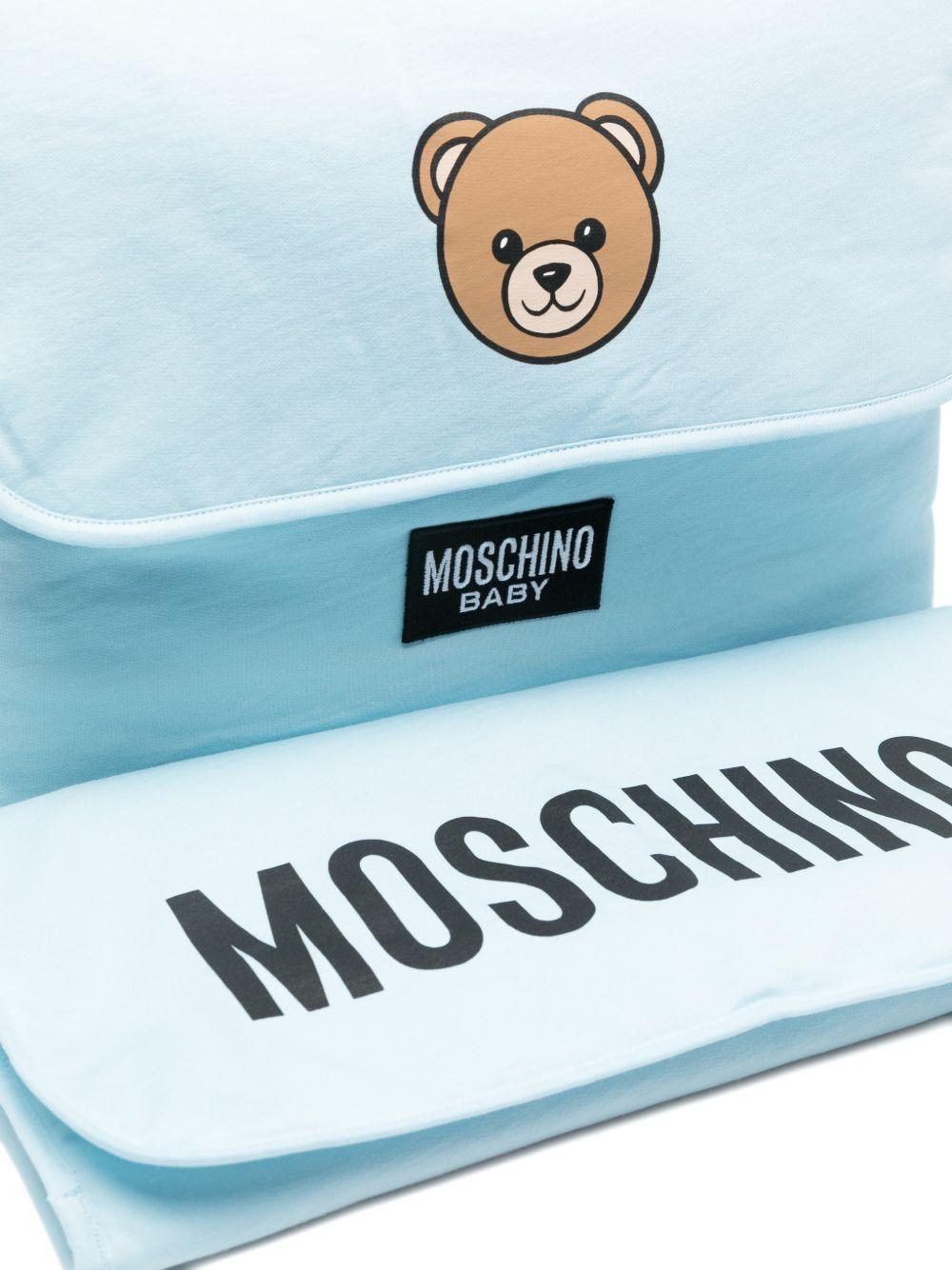 Borsa per neonato Moschino Kids azzurro con stampa Teddy Bear - Rubino Kids