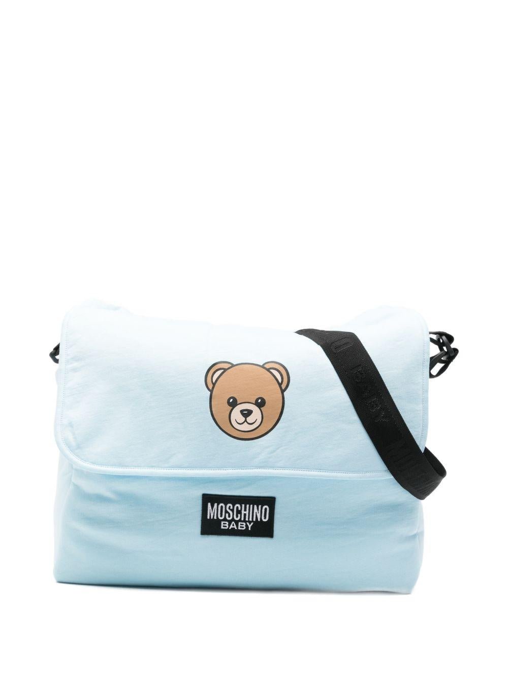 Borsa per neonato Moschino Kids azzurro con stampa Teddy Bear - Rubino Kids
