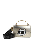 Borsa tote K/Ikonik per bambina Karl Lagerfield dorata con tracolla regolabile con logo - Rubino Kids