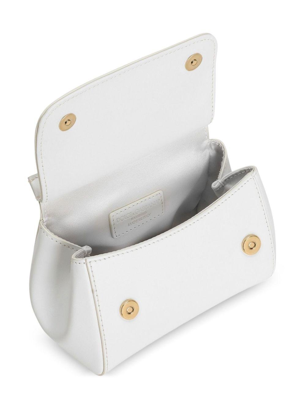 Borsa tote per bambina Dolce & Gabbana Kids Sicily mini bianco con logo con gemme - Rubino Kids