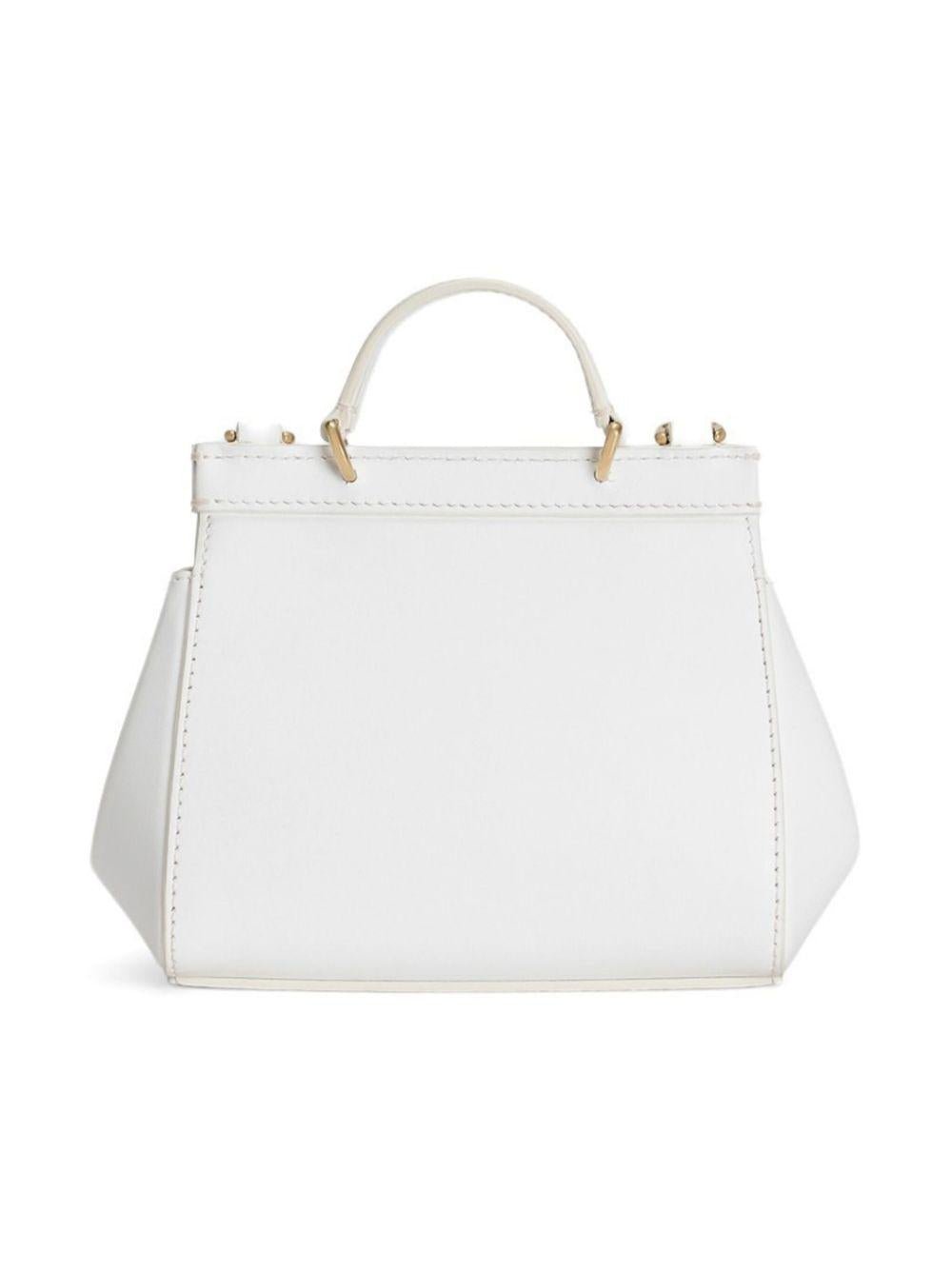 Borsa tote per bambina Dolce & Gabbana Kids Sicily mini bianco con logo con gemme - Rubino Kids