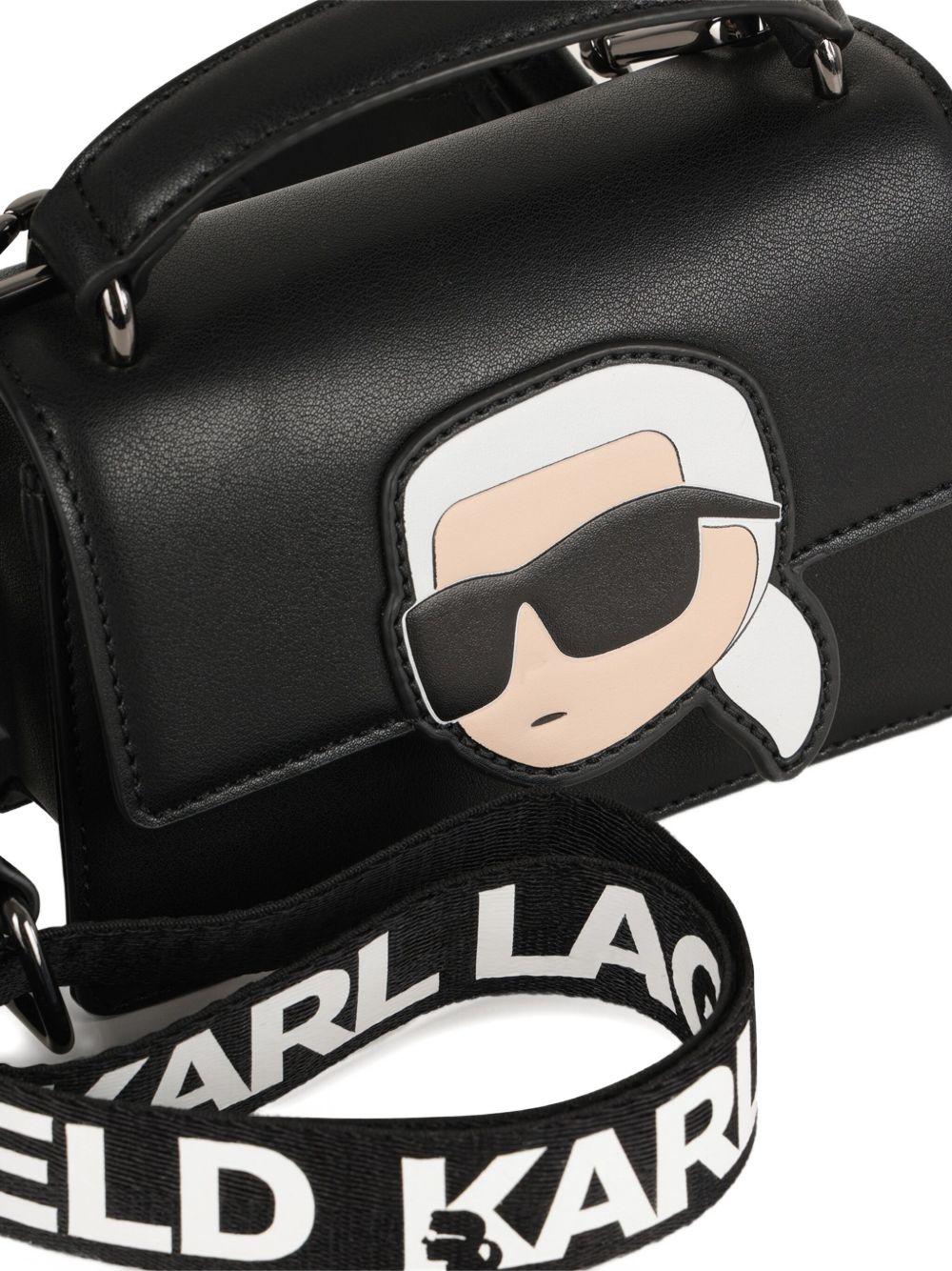Borsa tote per bambina Karl Lagerfeld Kids nera con Ikon Karl e in pelle - Rubino Kids