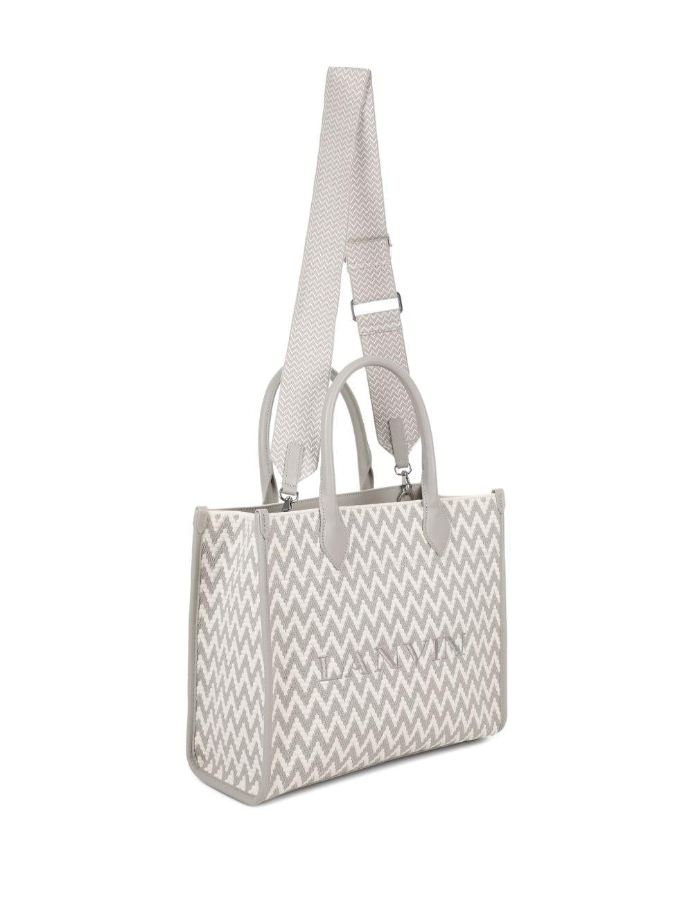 Borsa tote per bambina Lanvin Enfant grigia con motivo a zig - zag - Rubino Kids