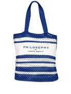 Borsa tote per bambina Philosophy di Lorenzo Serafini Kids blu con design a righe - Rubino Kids