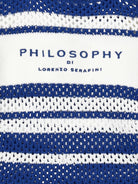 Borsa tote per bambina Philosophy di Lorenzo Serafini Kids blu con design a righe - Rubino Kids