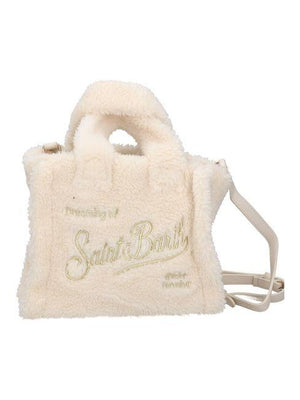 Borsa Vanity Mini per bambina MC2 Saint Barth Kids beige in shearling