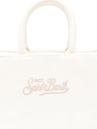 Borsa Vanity Mini per bambina MC2 Saint Barth Kids bianco con logo a contrasto sul davanti - Rubino Kids