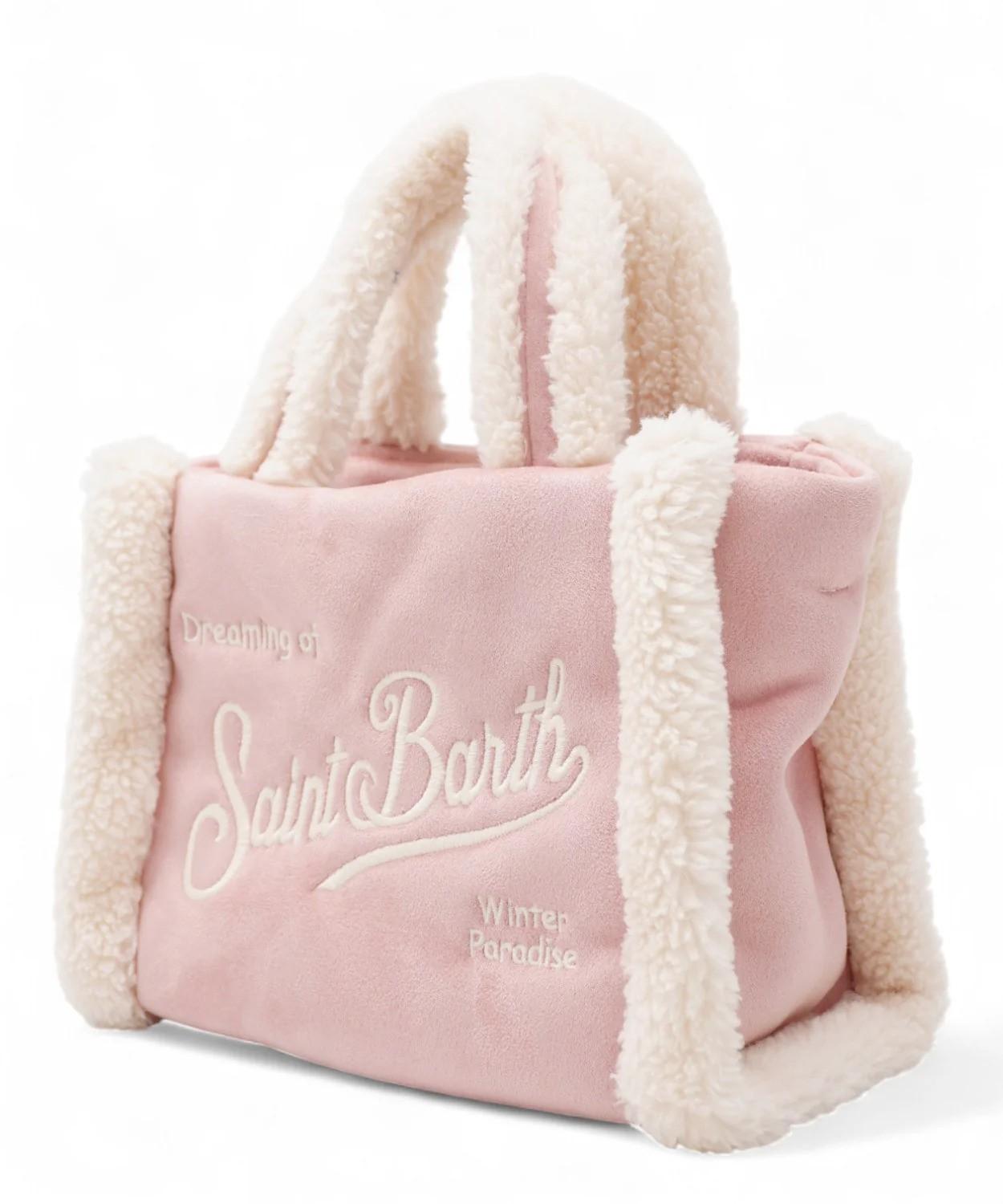 Borsa Vanity Mini per bambina MC2 Saint Barth Kids rosa con dettaglio shearling - Rubino Kids