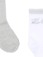 Calzini per bambina Karl Lagerfeld Kids bianco e grigio con stampa di gatti (set di due) - Rubino Kids