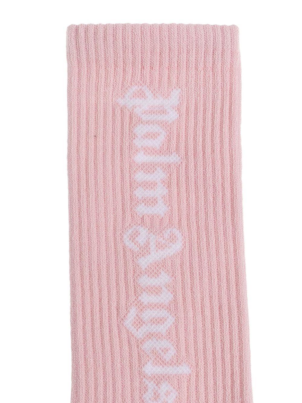 Calzini per bambina Palm Angels Kids rosa con dettaglio logo - Rubino Kids
