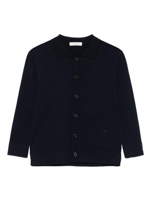 Paolo Pecora Kids fine knit shirt for boys in blue with French collar