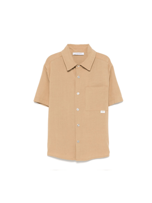 Camicia a maniche corte per bambino Paolo Pecora Kids beige con orlo curvo