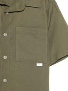 Camicia a maniche corte per bambino Paolo Pecora Kids verde con orlo curvo - Rubino Kids