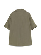 Camicia a maniche corte per bambino Paolo Pecora Kids verde con orlo curvo - Rubino Kids