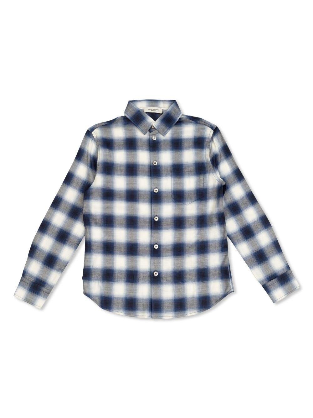 Camicia a quadri per bambino Golden Goose Kids blu con colletto classico - Rubino Kids