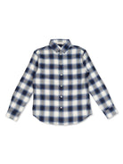 Camicia a quadri per bambino Golden Goose Kids blu con colletto classico - Rubino Kids