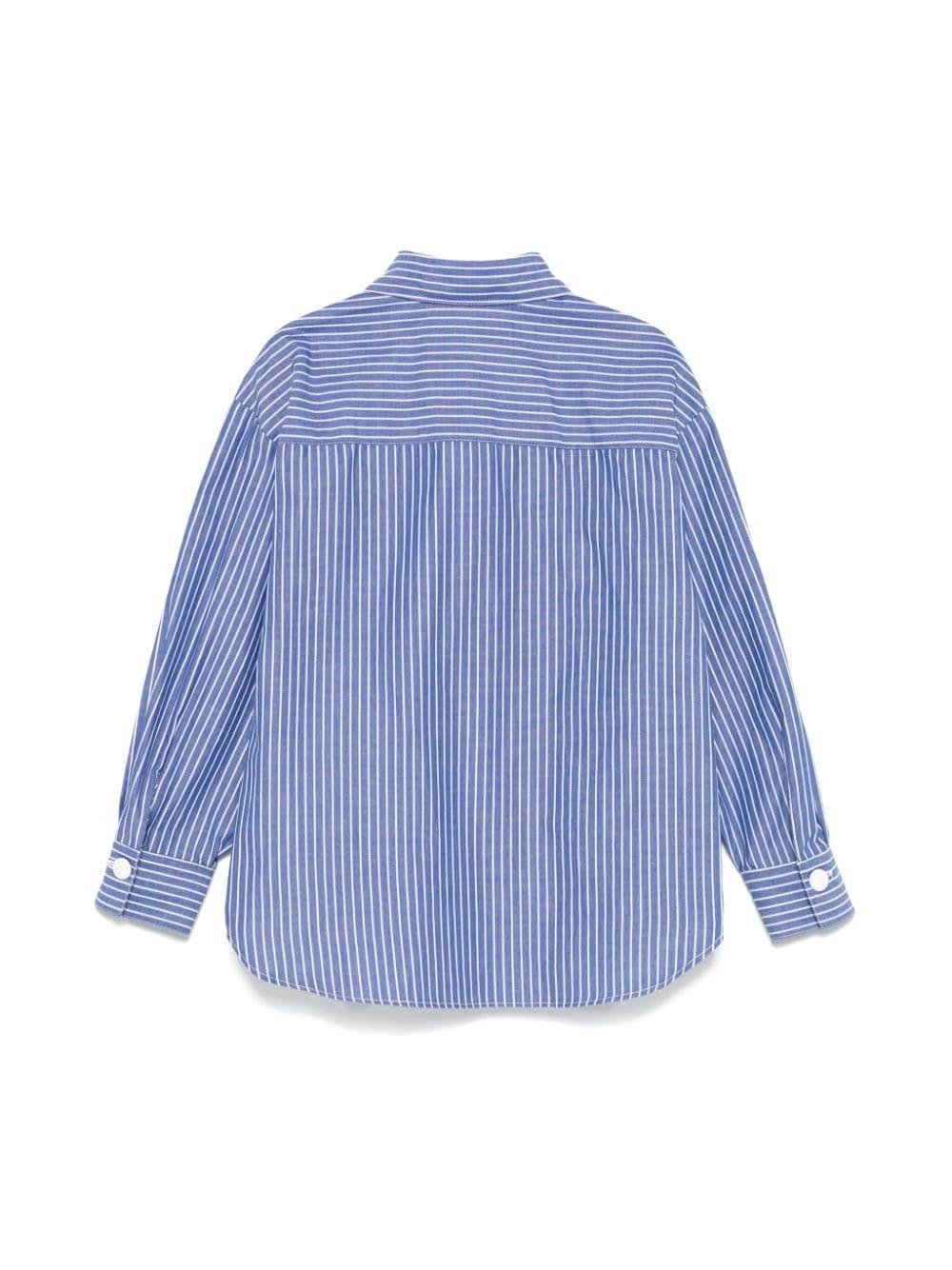 Camicia a righe per bambina Elisabetta Franchi La Mia Bambina blu con orlo curvo - Rubino Kids