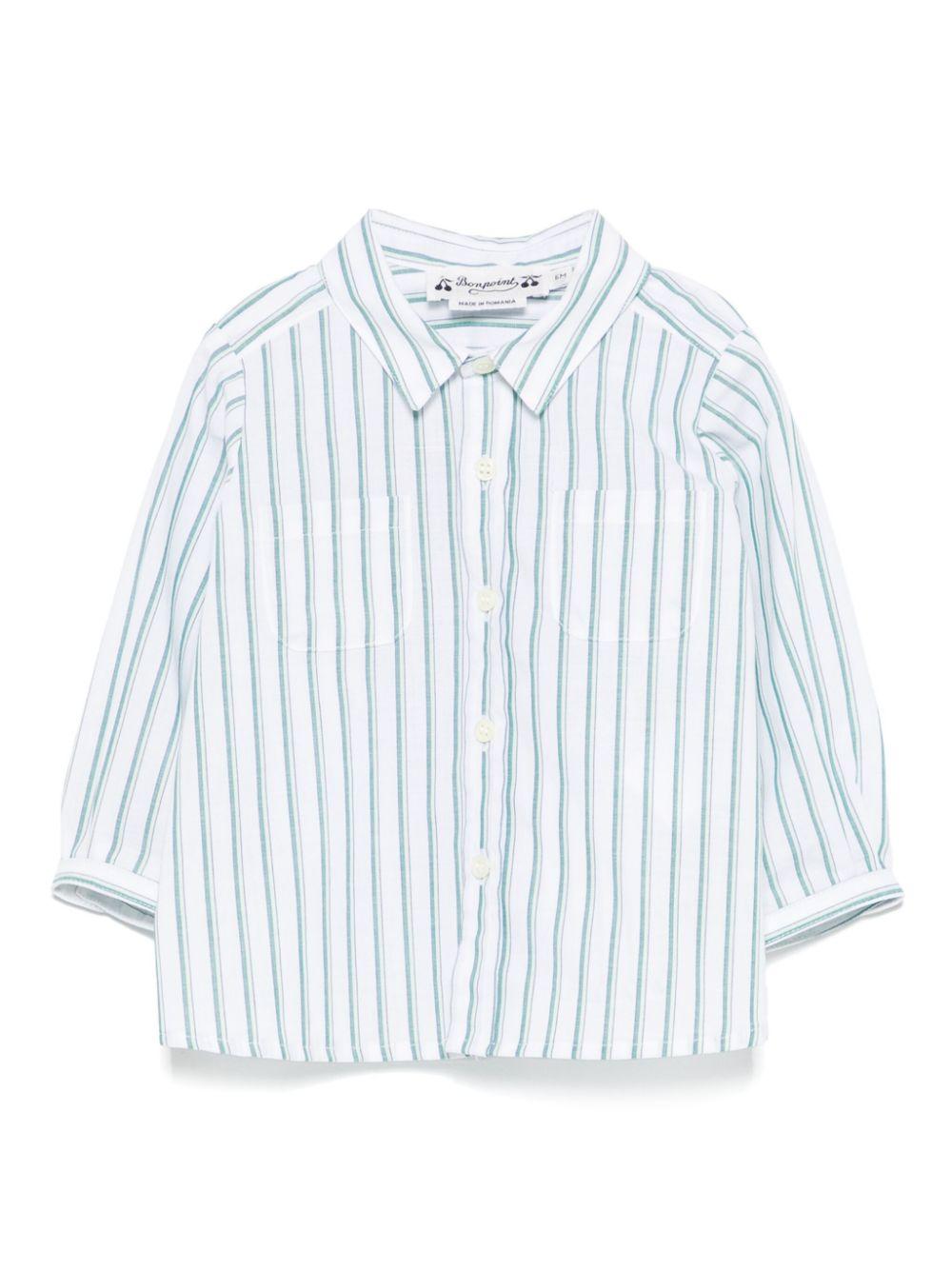Camicia a righe per neonato Bonpoint bianco con colletto classico - Rubino Kids