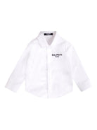 Camicia con logo per neonato Balmain Kids bianca ricamata - Rubino Kids