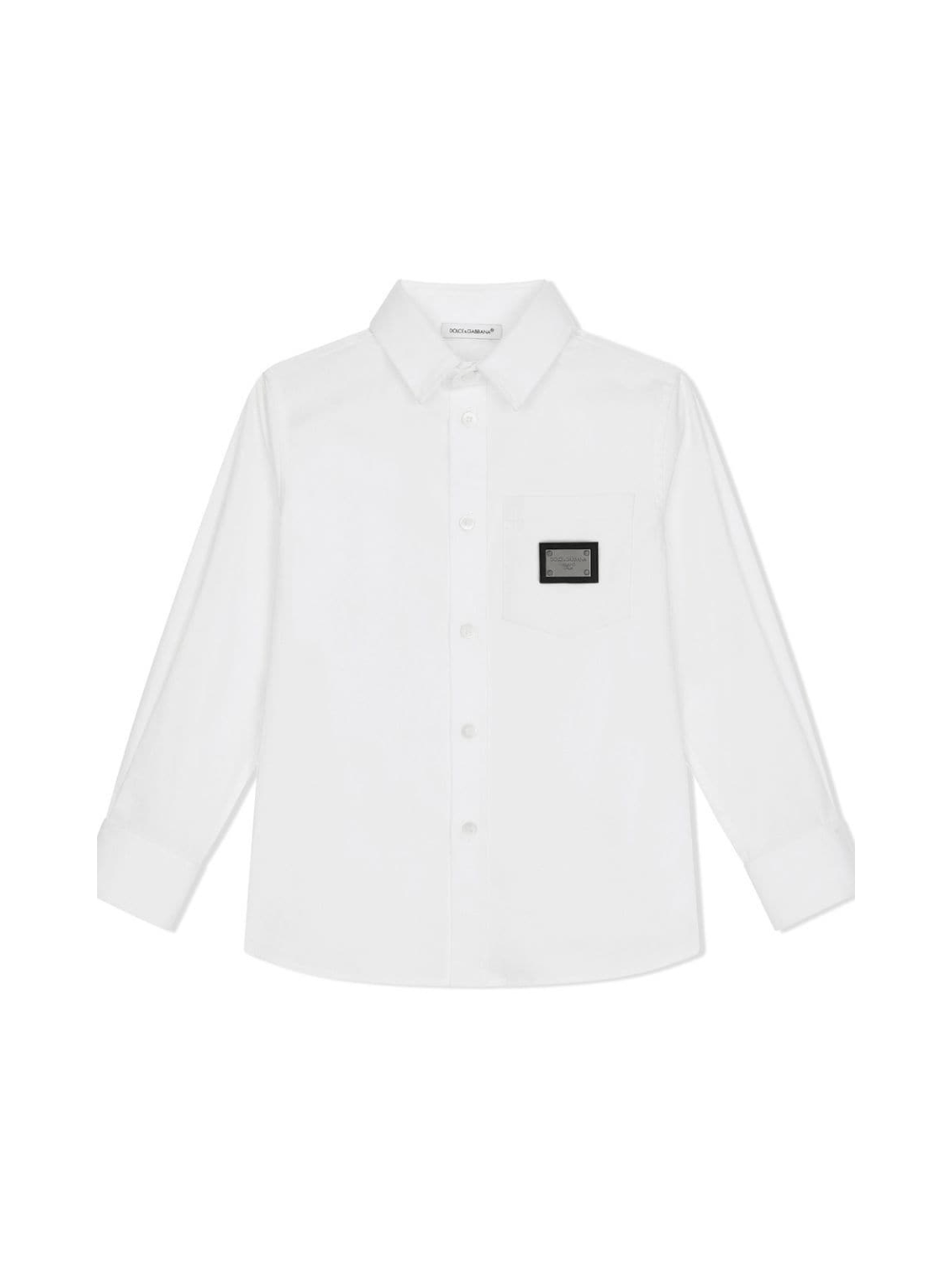 Camicia con placca logo per bambino Dolce & Gabbana Kids bianco con colletto classico - Rubino Kids