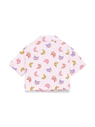 Camicia con stampa banane per bambina Palm Angels Kids rosa con rifinitura con ruches - Rubino Kids