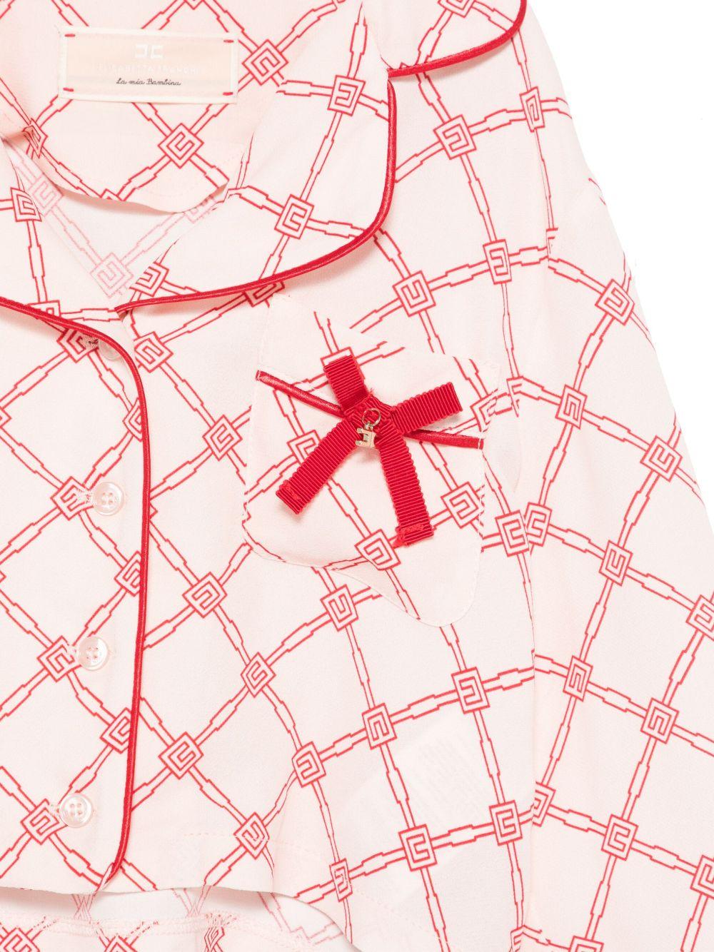 Camicia con stampa per bambina Elisabetta Franchi La Mia Bambina rosa con colletto con revers - Rubino Kids