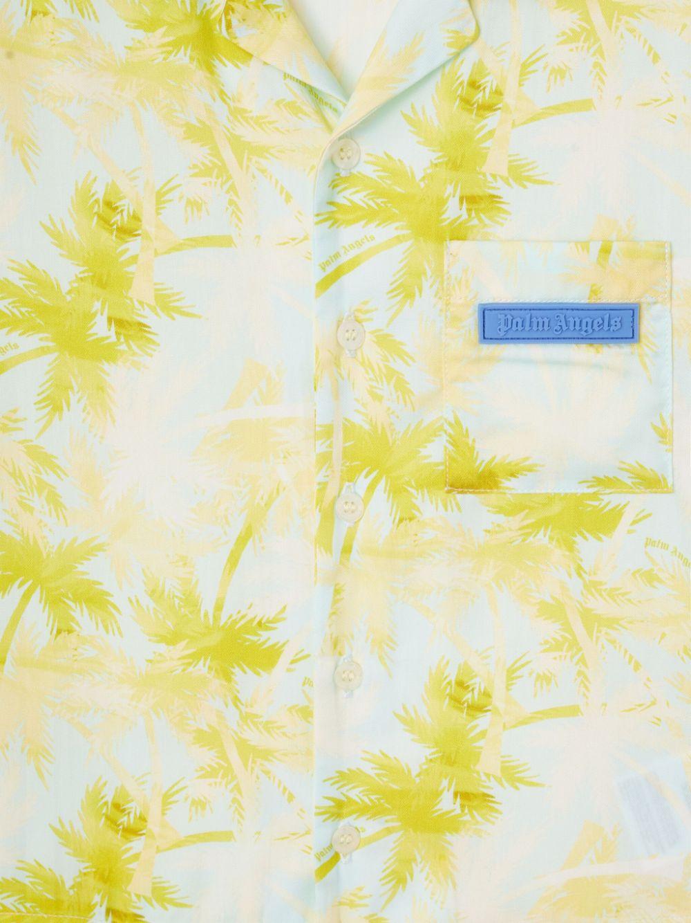 Camicia con stampa per bambino Palm Angels Kids verde con chiusura con abbottonatura - Rubino Kids