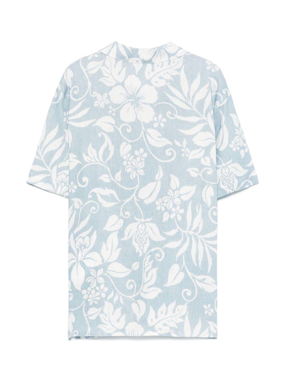 Camicia con stampa per bambino Paolo Pecora Kids azzurro con mini targhetta logo - Rubino Kids